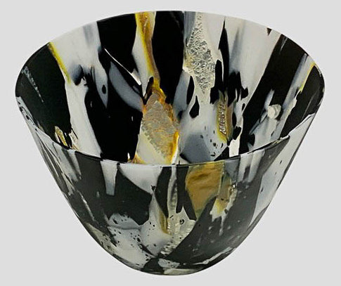 Coupe en verre noir/blanc/argenté