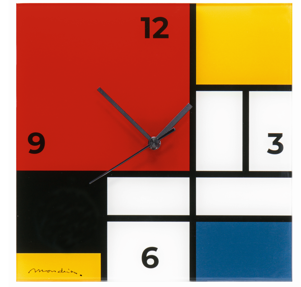 Horloge Composition en rouge, bleu, jaune et noir - Piet Mondrian