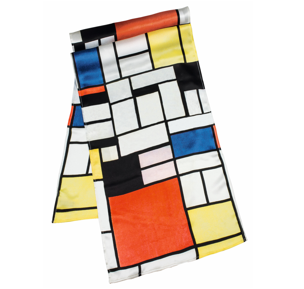 Foulard en soie Composition en rouge, jaune, bleu et noir - Piet Mondrian