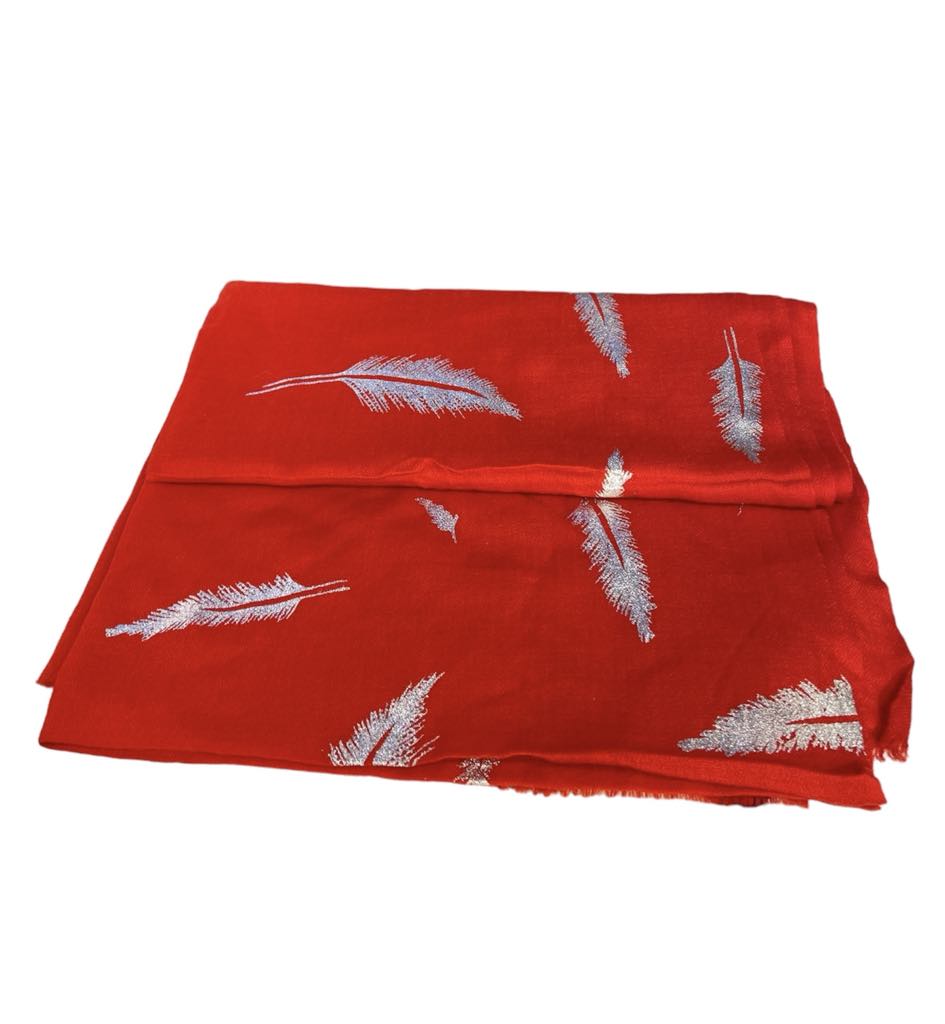 The red collection - Echarpe feuilles argent