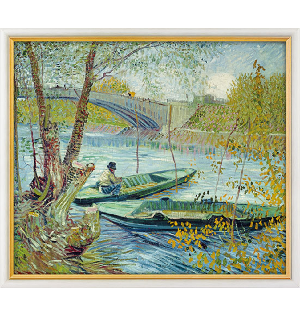Fischen im Frühling (1887), gerahmt - Vincent van Gogh