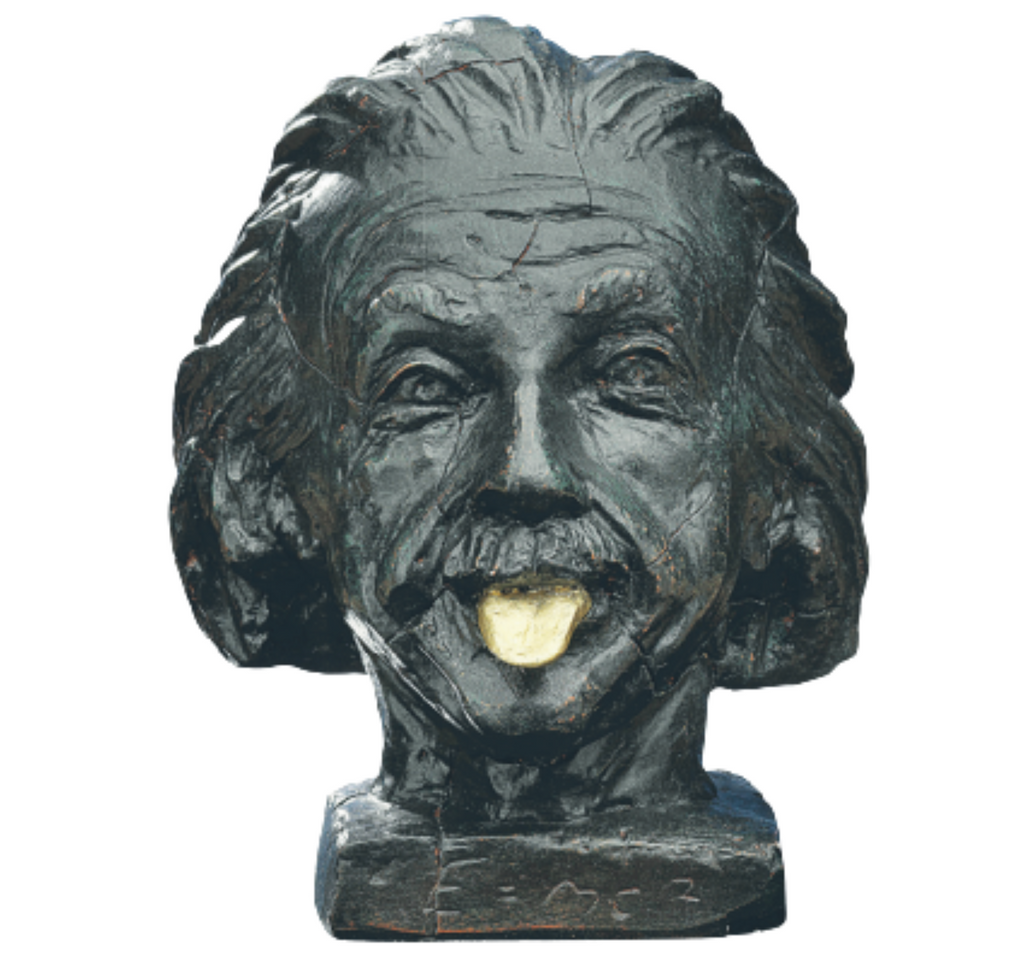 Einstein-Kopf mit goldener Zunge - J. Nemecek